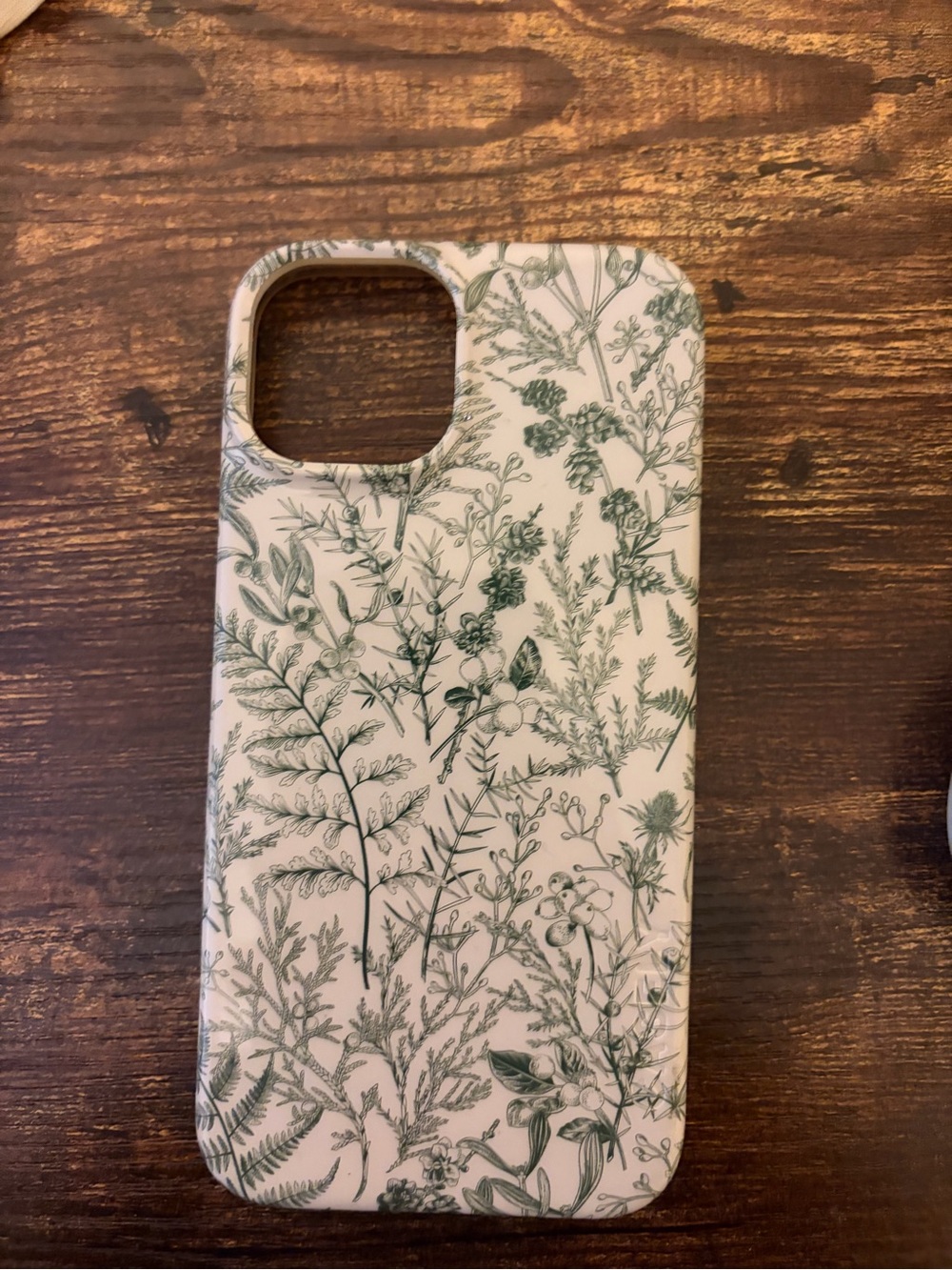 Green Botanical Pattern Phone Case - White Base
